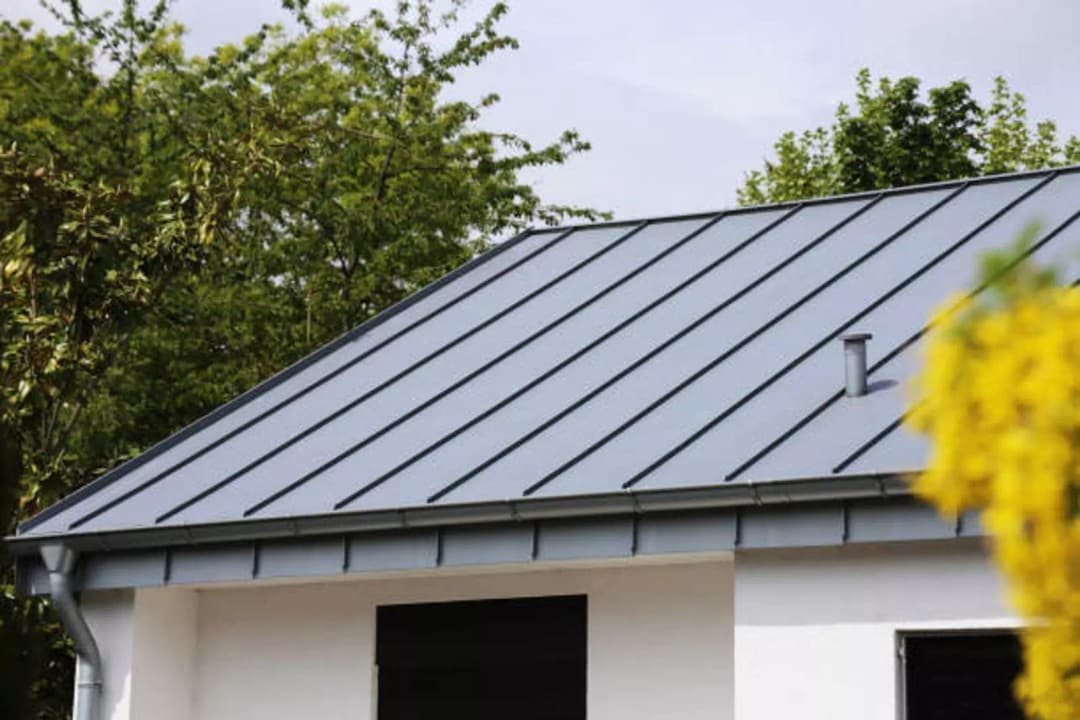 Side view of corrugated metal roofing edge