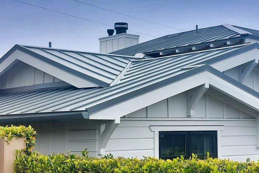 Close-up of metal roof seam interlock