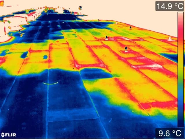 Infrared moisture scan of leaking roof