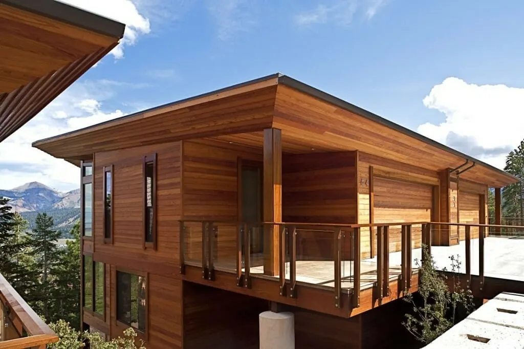 Modern home with dramatic board and batten siding installation