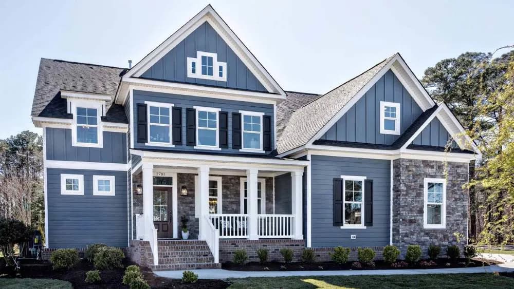 Vinyl board and batten siding on a residential home