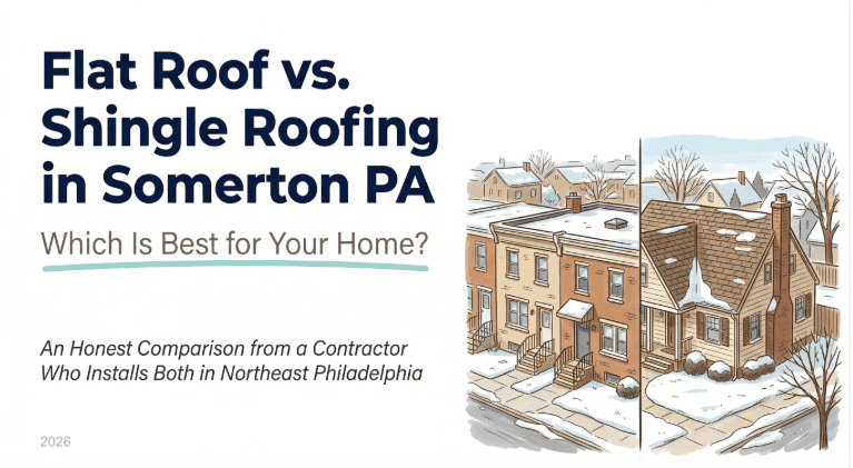 flat roof vs shingle roofing Somerton pa 