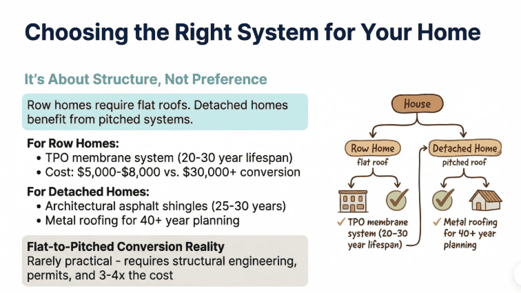 Somerton flat roof vs shingle roofing